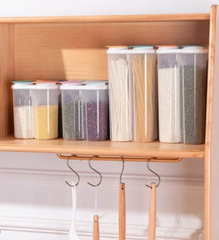 4 Grids Cereals Sealed Jar Kitchen Cereals Storage Box Plastic Food Container Moisture-proof Grain Tank Spaghetti Keep Fresh Box