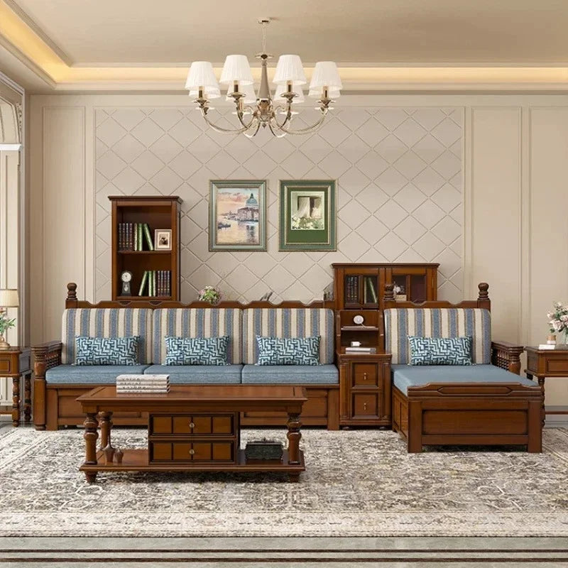 Solid wood sofa living room concubine combination small apartment dual-purpose storage