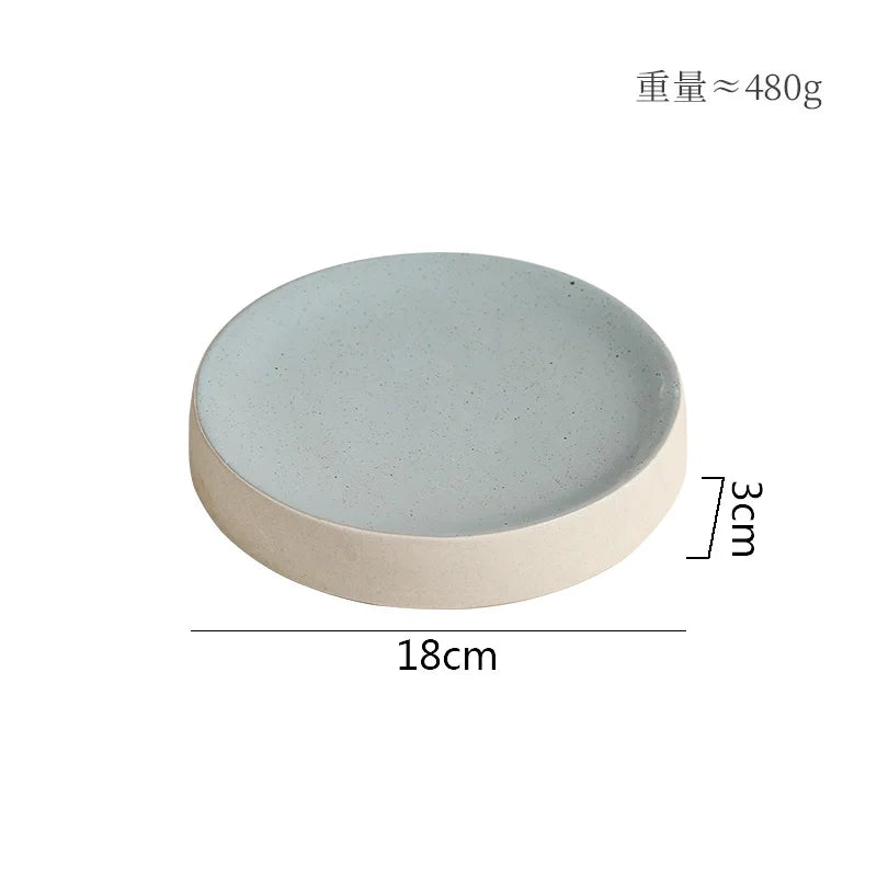 Retro Cylindrical Ceramic Plate Pasta Dish Dessert Snack Plate Steak Plate Sushi Plates Restaurant Molecular Cuisine Tableware