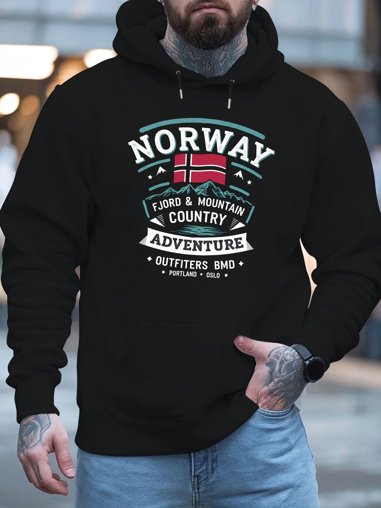 2026 New Style Fashion Men's Printed Autumn/Winter Hooded Parka - Outdoor Leisure Soft and Comfortable Long-Sleeved Sport Coat