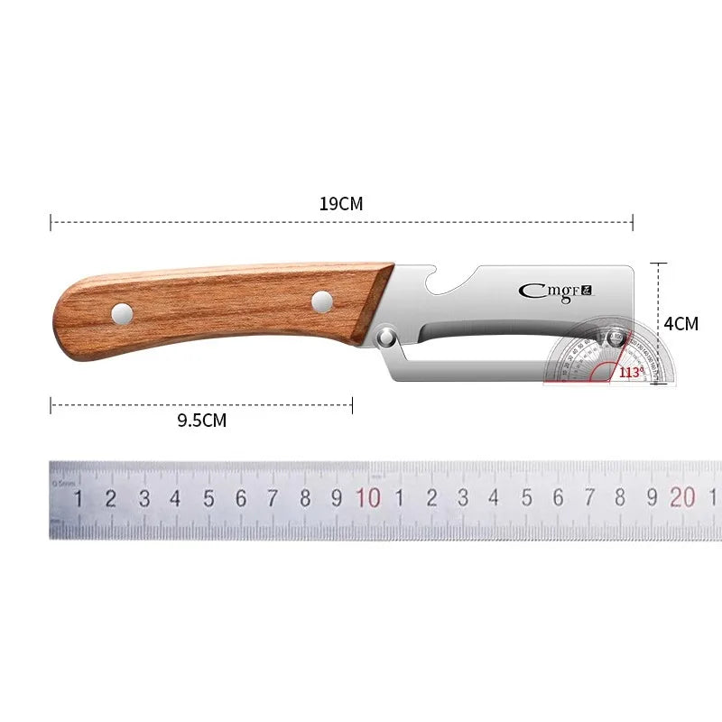 Stainless steel peeler with wooden handle for peeling and slicing fruits and vegetables | Durable and smooth operation