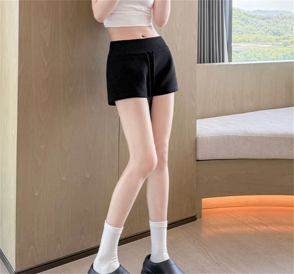 Drawstring Casual Sports Shorts For Women High Waist Solid Summer Short Pant Female Yoga Running Outfit Clothes Korean Hot Pants
