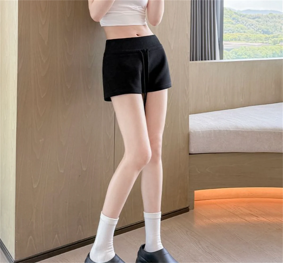 Drawstring Casual Sports Shorts For Women High Waist Solid Summer Short Pant Female Yoga Running Outfit Clothes Korean Hot Pants