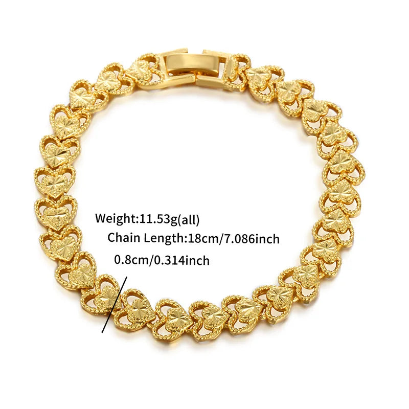 Luxury 24K 9999 Pure Gold real gold Women's Hollow Love Bracelet Fashion Vintage Buckle Bracelet