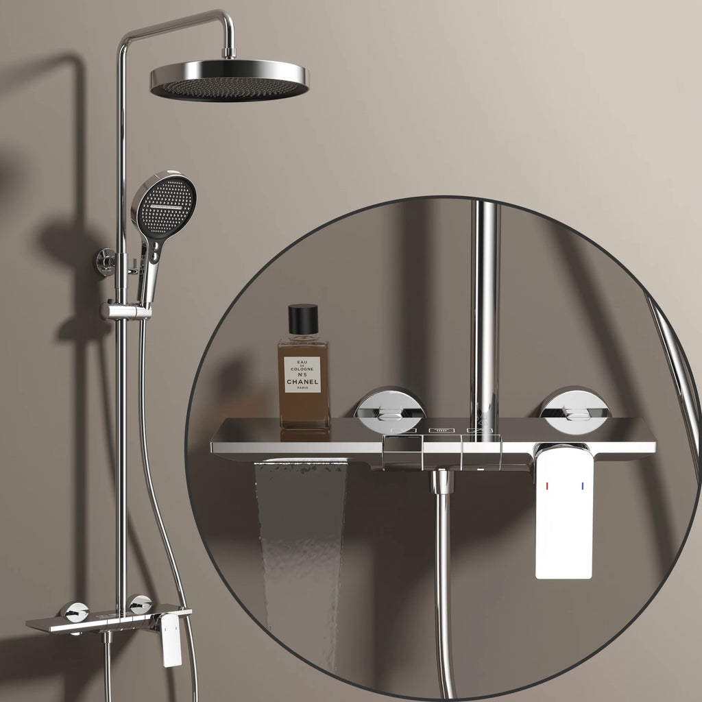Rose Gold Piano Bathroom Shower System Solid Brass Bathroom Faucet Accessories Rain Shower Head Hot Cold Piano Shower Set