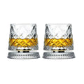 2PCS Whiskey Glasses Rotating Whisky Glass With Glass Base 360 Rotate Degrees Crystal Rum Glass For Cocktail Party Drinking Gift