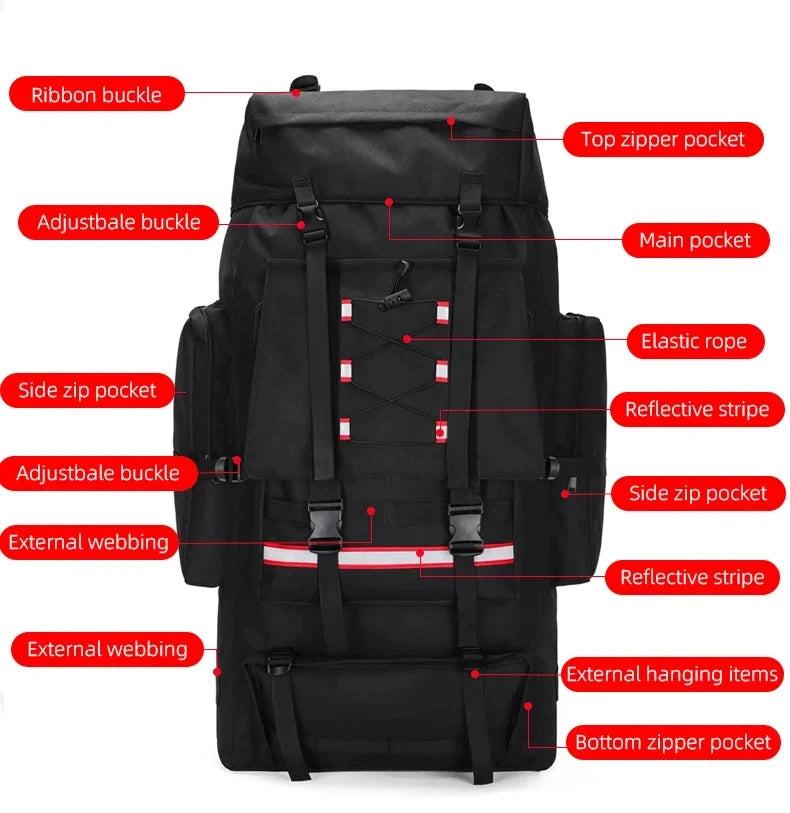 Outdoor Climbing Backpack Large Capacity Outdoor Travel Sports Luggage Bag Hiking Trekking Camping Mountaineering Men Rucksack