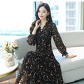 Woman Dress Summer Autumn New Long Sleeve Small Floral Chiffon Dress Dress Vestido De Mujer