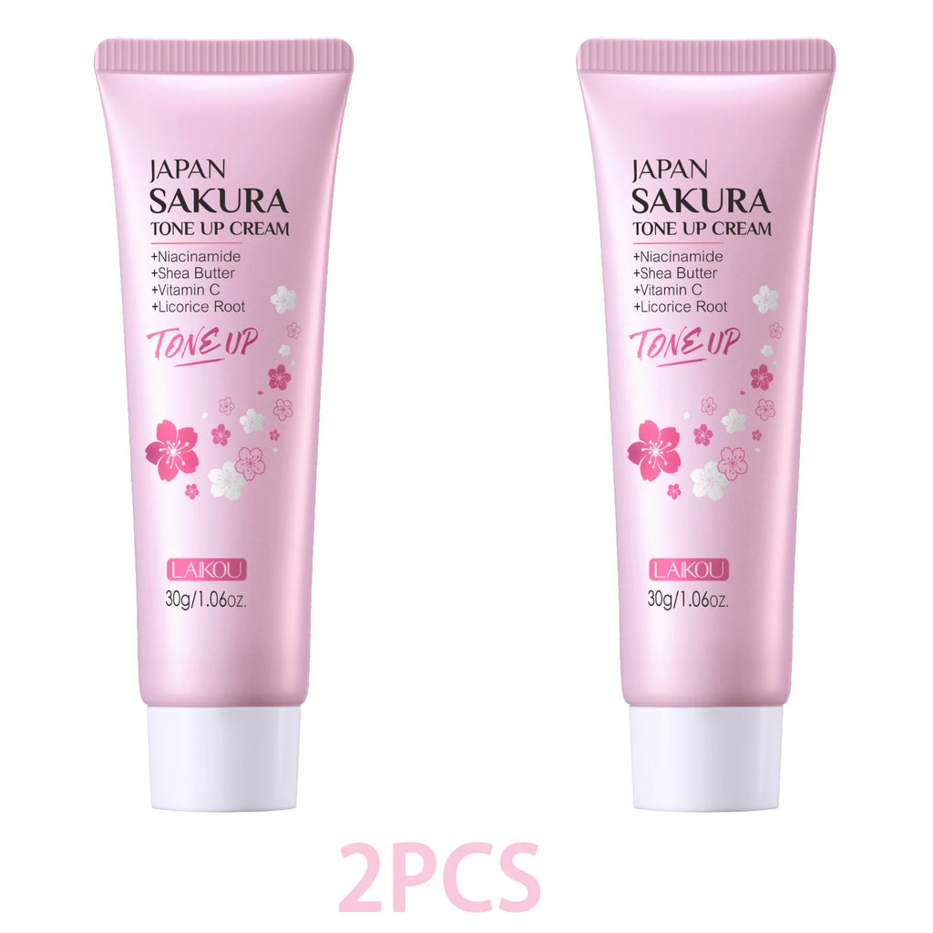 LAIKOU Cherry Blossom Suyan Cream Moisturizing Lazy Face Cream Tone up Brighten Skin Care Products Waterproof Sweatproof 30g