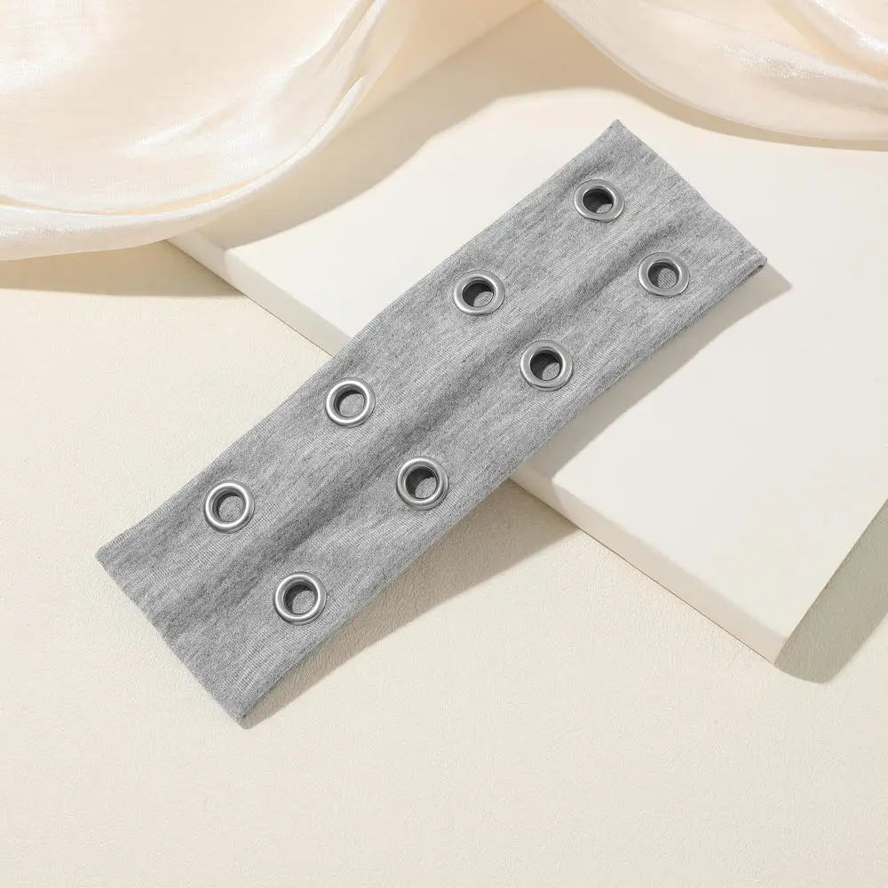 Y2K Girl Hollowed Out Wide Elastic Headband With Eyelets Punk Headwrap Rock Grunge Stretchy Headbands for Women Hair Accessories