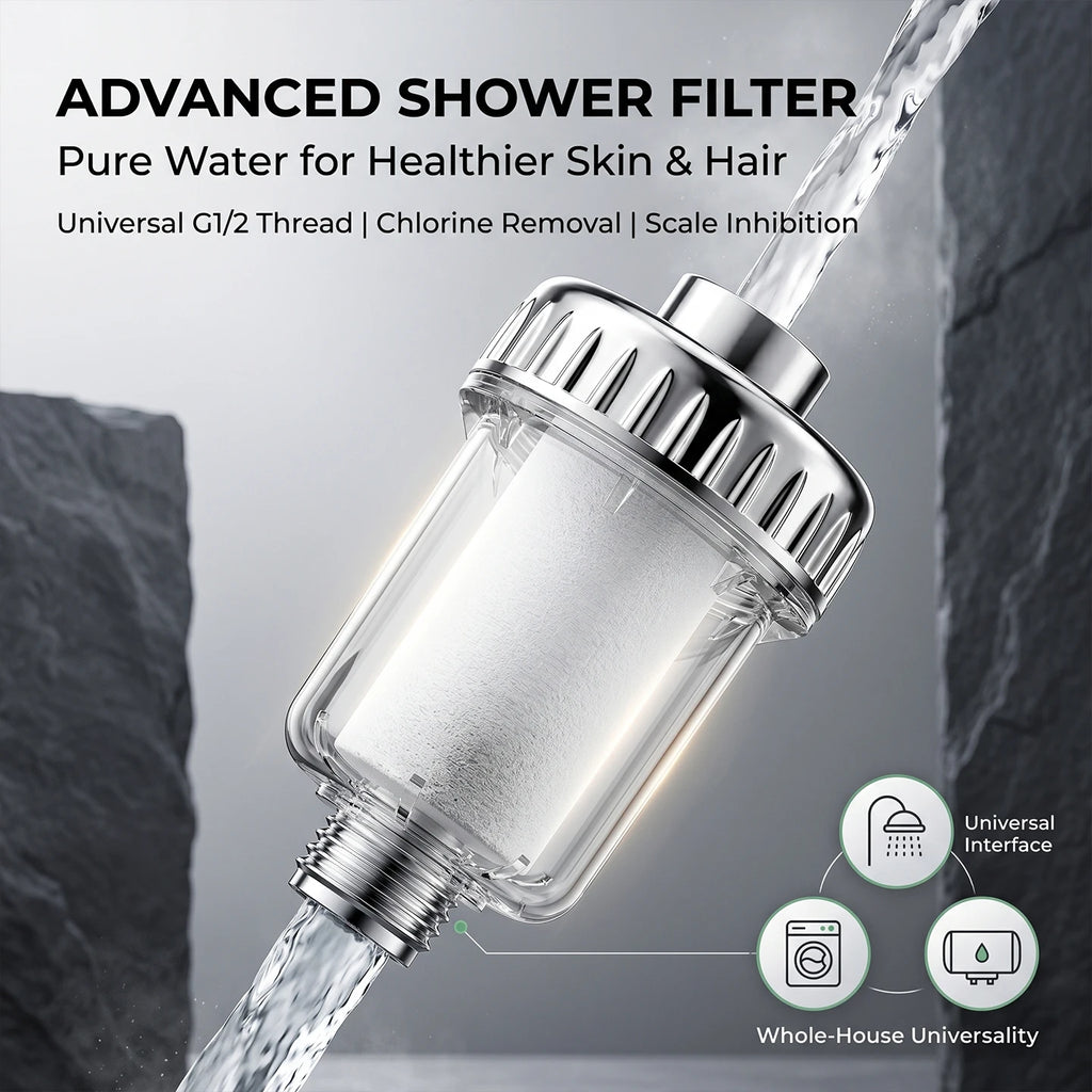 Water Heater Pre Filter Shower Head Filter Transparent Window 20mm Universal Connector Hard Water Purifier Accessory