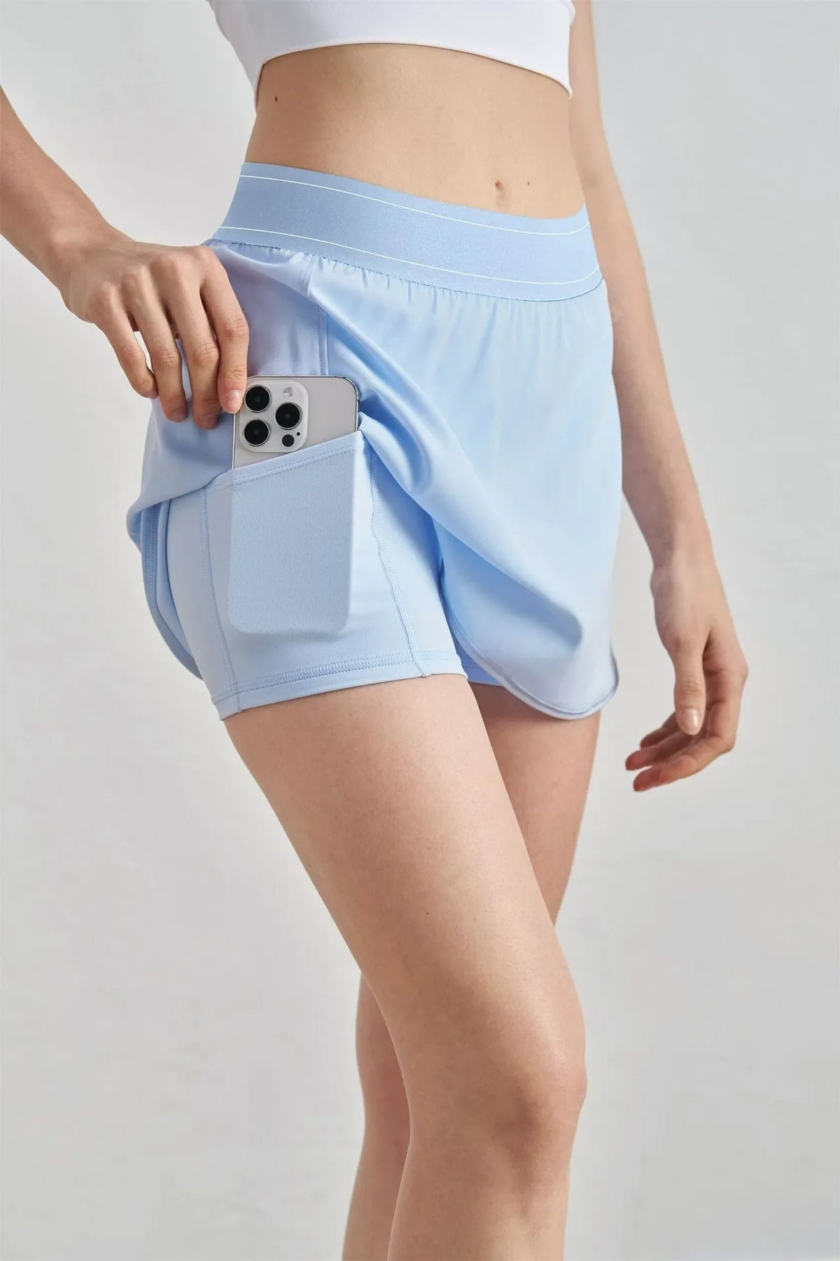 Two Pieces Tennis Skirts Breathable Sun-Proof Slim Fit Casual Yoga Skorts With Shorts&Pockets 2 In 1 Golf Badminton Skirts