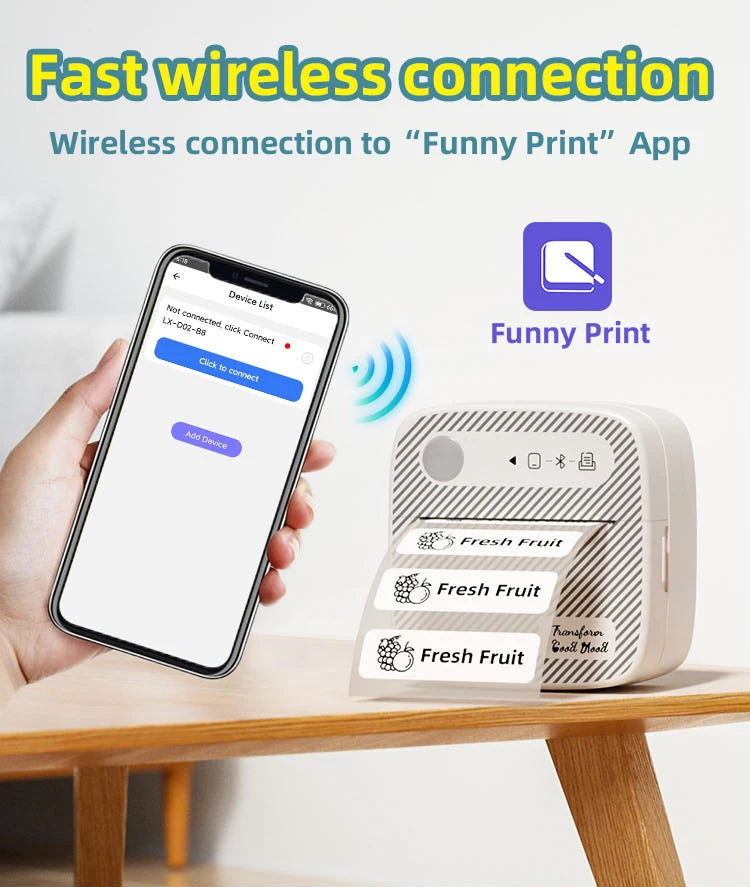 DOLEWA B3 Portable Mini Printers Wireless Bluetooth Inkless Sticker Maker Printer Tag Price Machine for Office School Kitchen