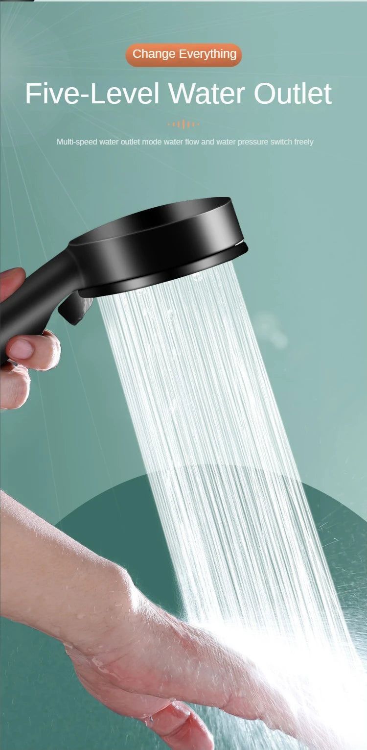 5 Modes Shower Head Set with Water Pipe Bracket Adjustable High Pressure Water Saving Shower Head Water Massage Shower Head