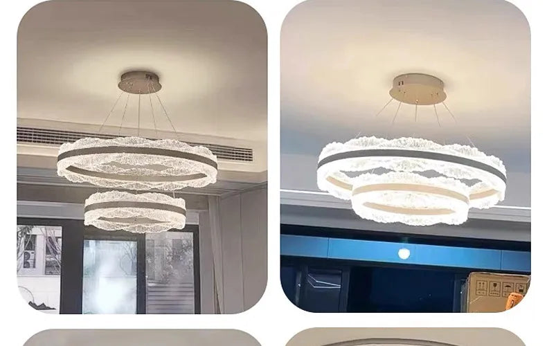 LED Luxury Pendant Light Living Dining Room Bedroom Modern Upscale Acrylic Texture Suspension Lamp Home Decoration