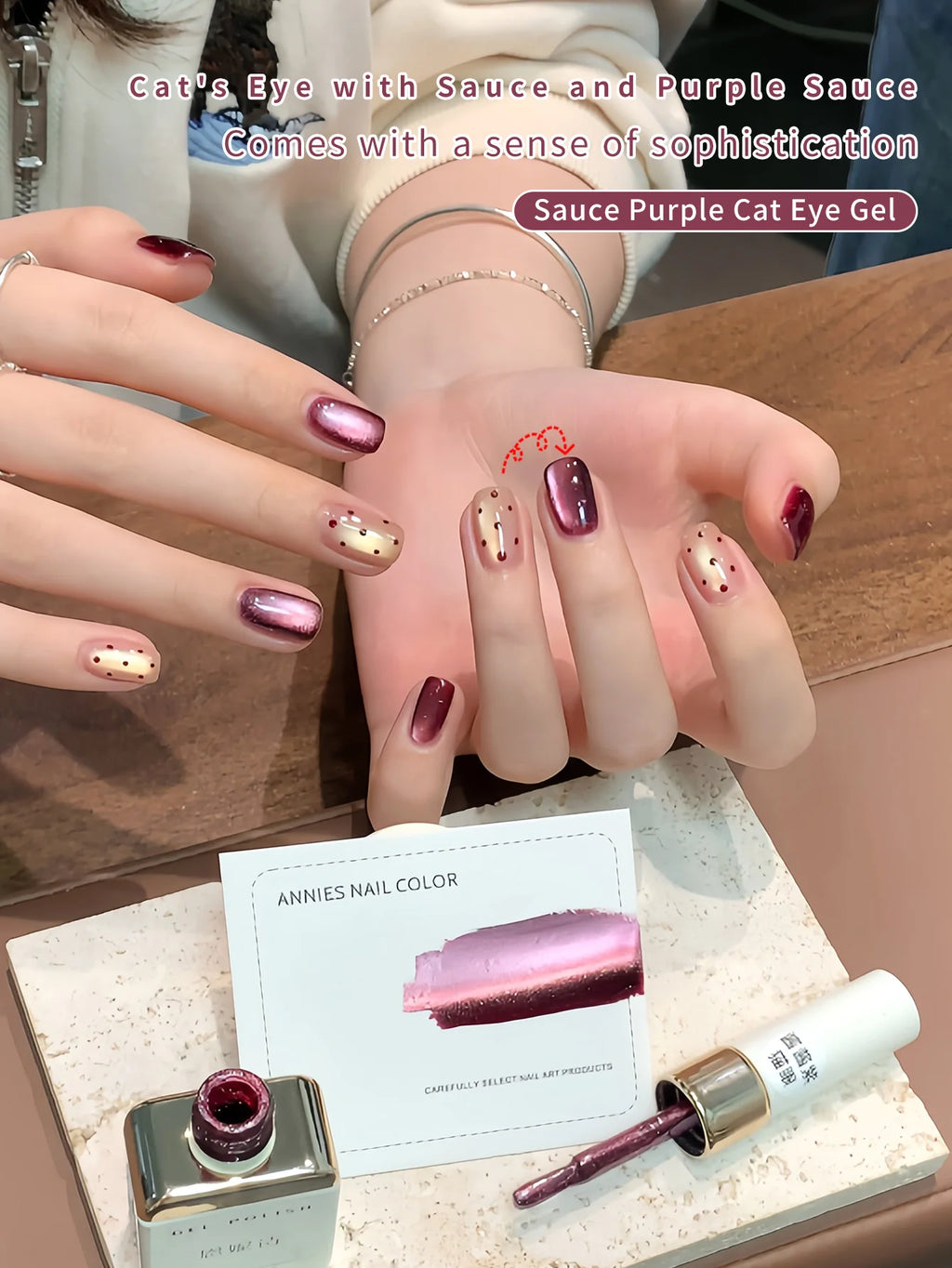Gel Polish Purple Red Ruby Cat Eye Gel Nail Polish -12MLGlitter Gel Polish Fall Nail Gel Magnetic Shimmer Effect Soak Off UV