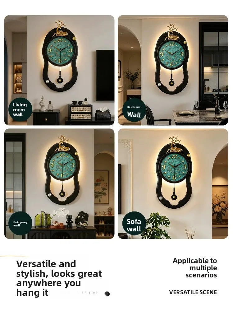 Retro French LED Wall Clock Watch Living Room Mute Pendulum Clock Elegant Taste Family Gift Art Decor Quartz Clock Home Decor