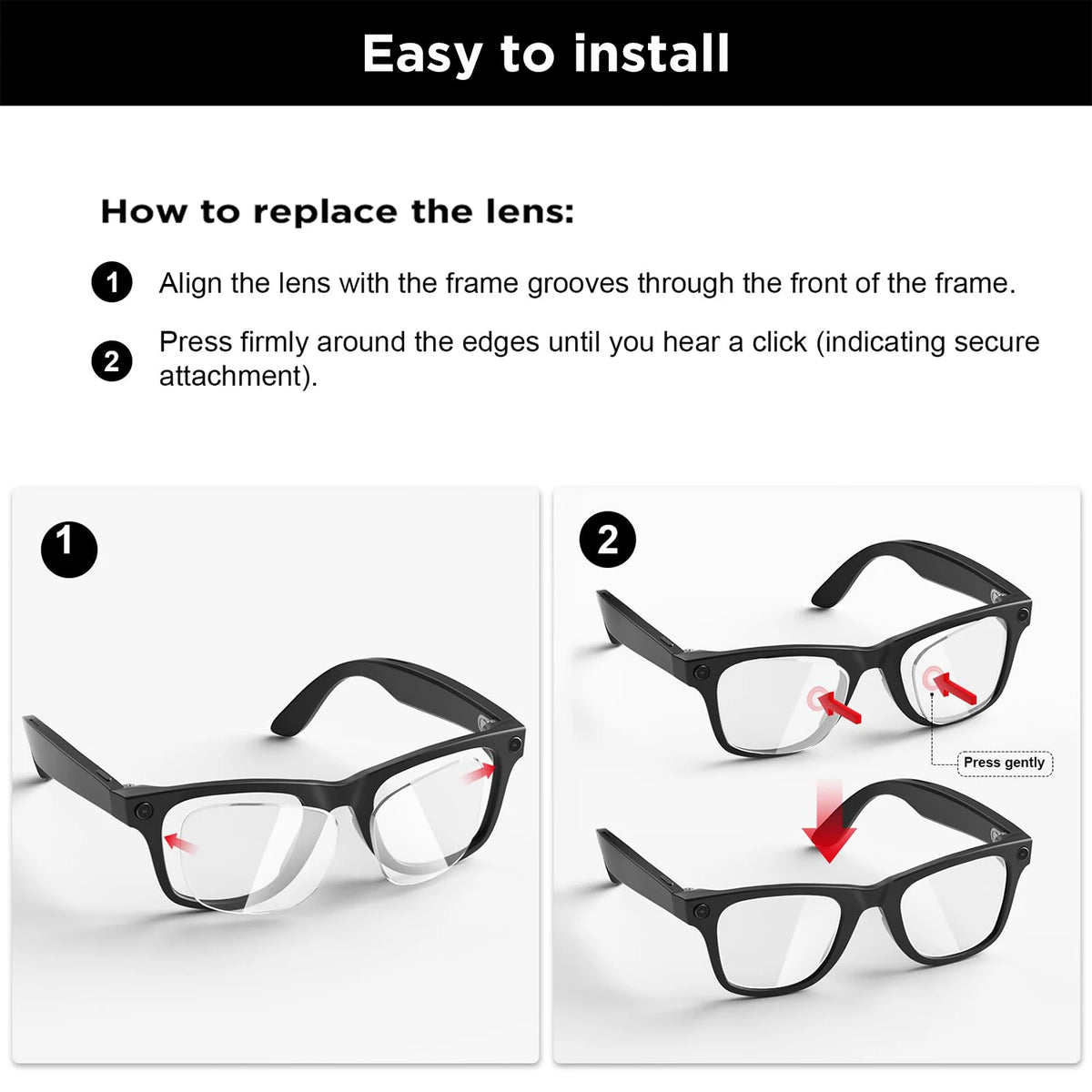 Photochromic & Polarized Replacement Lenses For Ray-Ban Meta Wayfarer RW4006 / RW4008 / RW4012 Gen1/2 AI Smart Glasses Lens