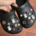 16Pcs Retro Rabbit Shoes Charms Set Plaid Buttons Multi Flowers Shoe Charms Decor for Sandals Clogs Holiday Gift Pack