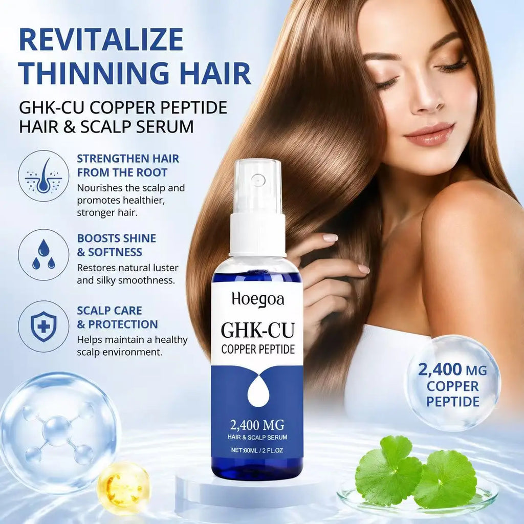 GHK‑Cu Copper Peptide Hair Care Spray 60ML Hair Regenerative Treatment Deep Nourish Moisturizer Strengthen Hair Roots Non‑Greasy