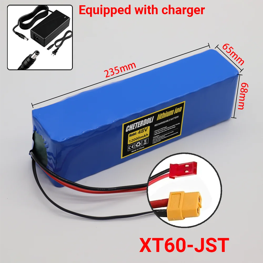 48V E-scooter Battery 12Ah real capacity 13S3P 18650 Lithium-ion battery Pack 500W 1000W motor BMS system wiht 2A Charger