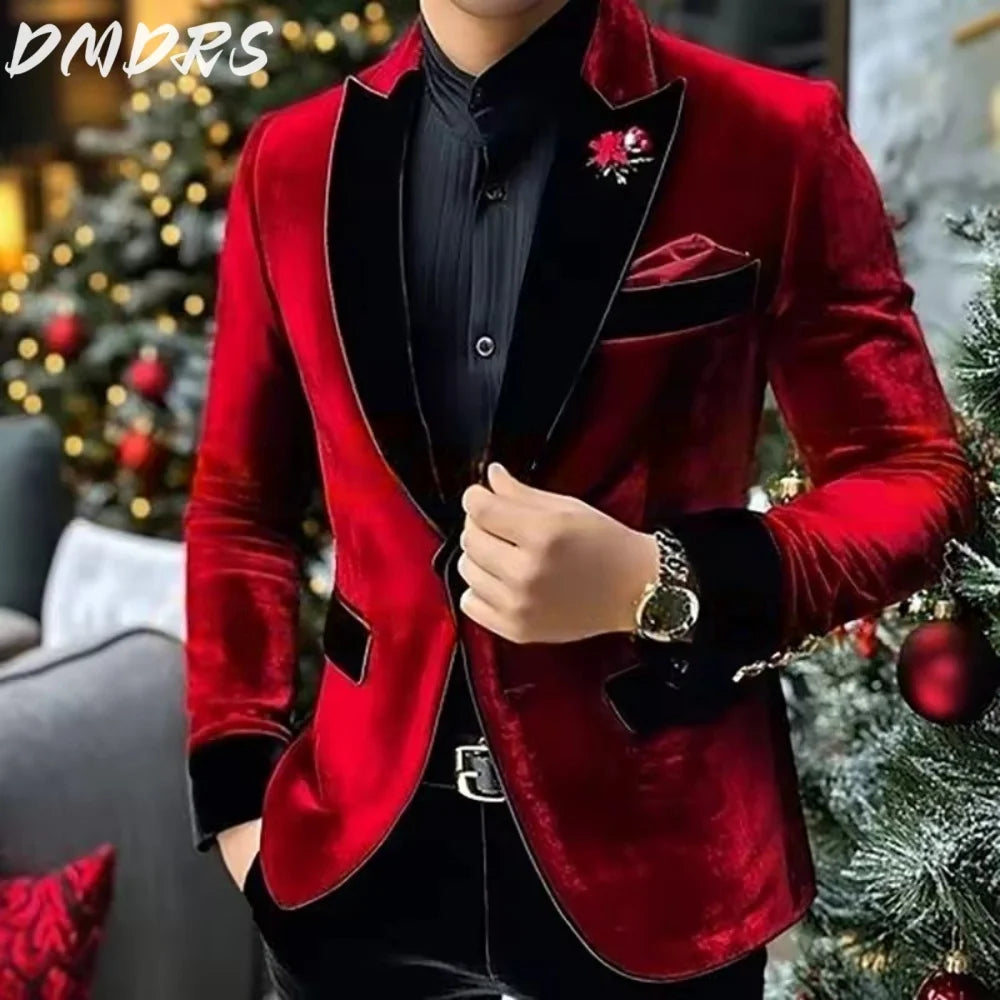 Formal Velvet Men Suits Fashion Single Breasted Men Suit Classic Groom Suit 2026 Suit Office Business Wedding Slim Fit Outfits
