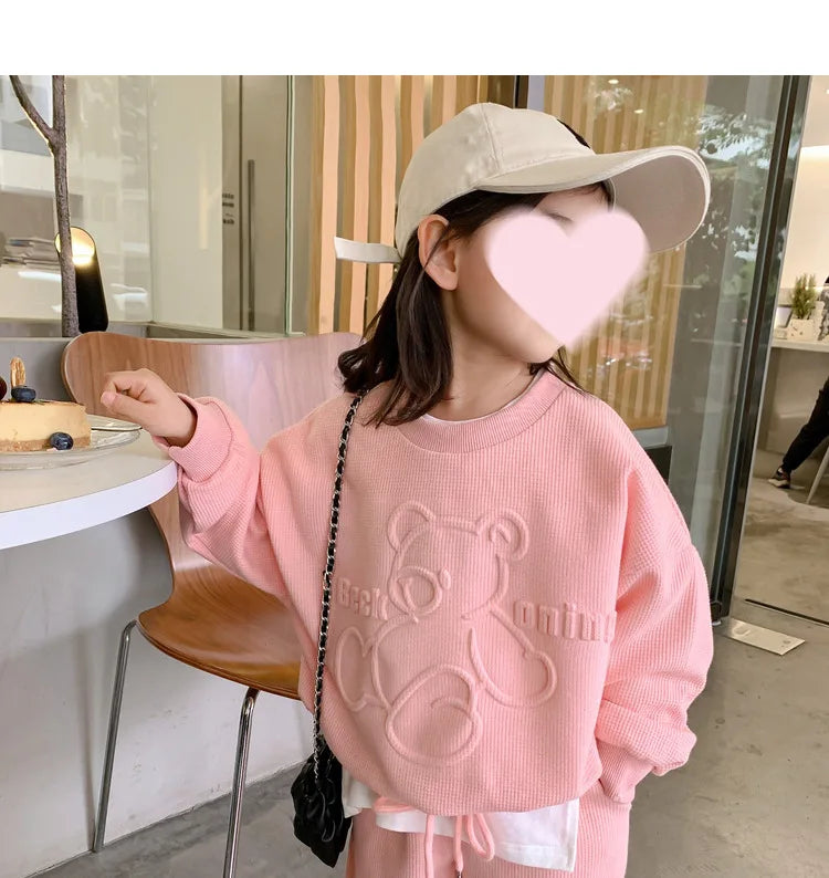 2026 Spring Children's Spring Clothes Round Neck Long Sleeve Sweater Boys and Girls Trendy Baby Stylish Children's Clothing 2PCS