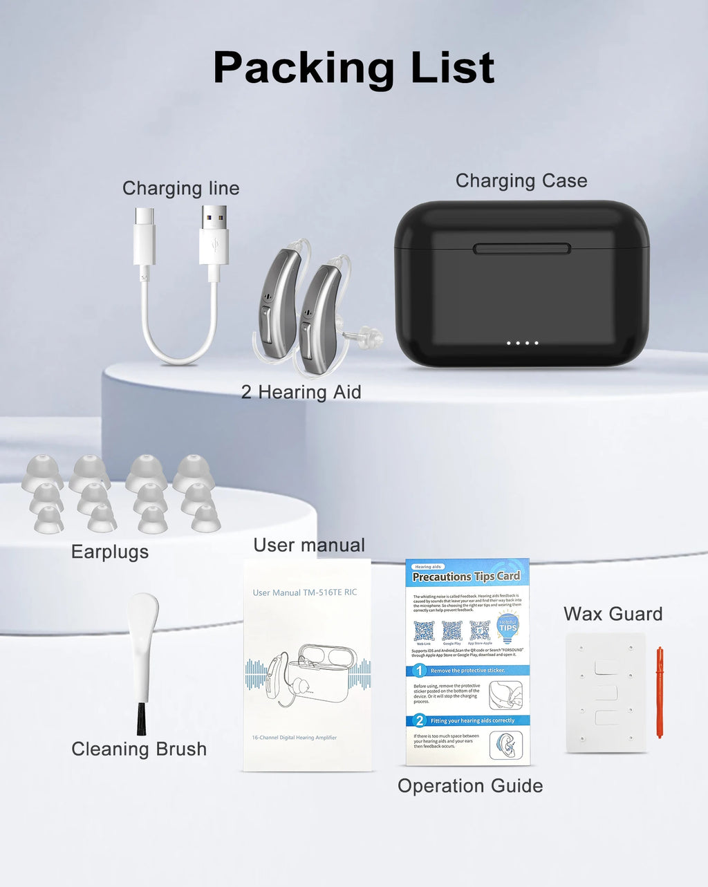 16 Channel Hearing Aid High Quality Bluetooth Hearing Aids Rechargeable for Deafness Intelligent Noise Cancelling Audifonos
