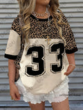 Summer New No.33 Print T-Shirt For Women Patchwork O-Neck Short Sleeve Sports Tees Football Jersey Y2K Loose Oversized Tops