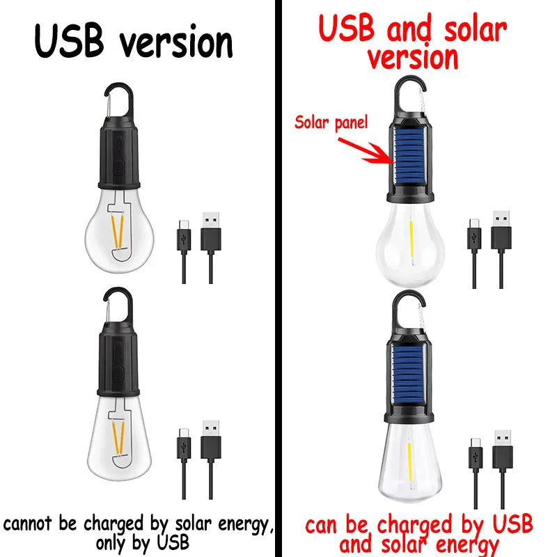 LED Lamp Bulbs Portable Camping Lights Outdoor USB Charging Night Lights Waterproof Flashlight Essentials Emergency Lighting
