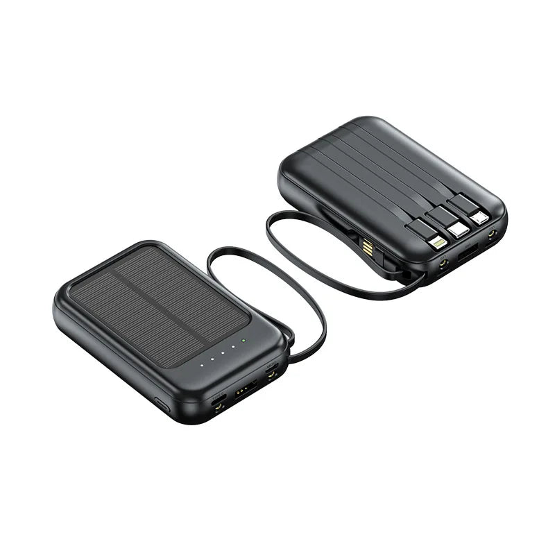 20000mah Solar Power Bank  Built-in Cable Portable Charger External Spare Battery with LED Light External Charger for IPhone Hua