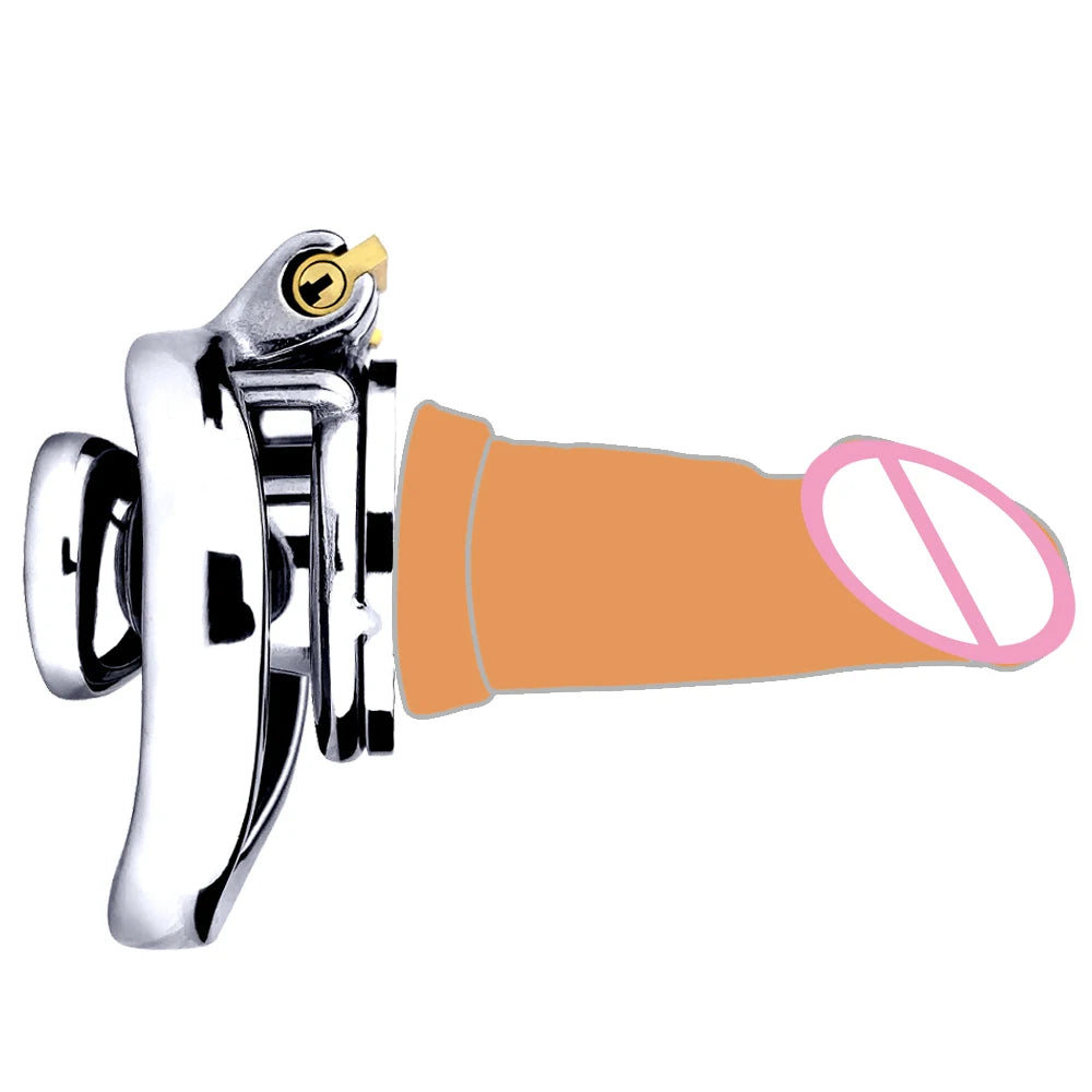FRKO Male Inverted Chastity Cage with Big Urine Can Matched With P001 Dildo Lockcock BDSM Intimate Adult Products For Men Gay