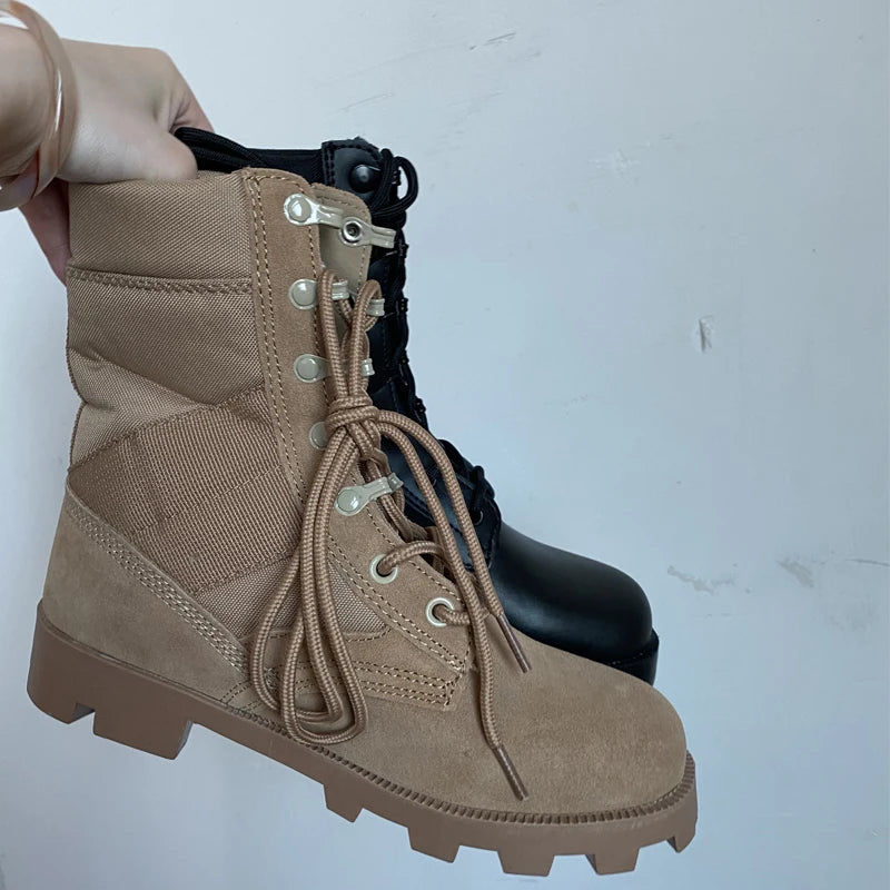 Men Combat Boots High Top Panama Desert Boot Outdoor Hiking Boots Man Anti Slip Tactical Boot Training Motorcycle Boot