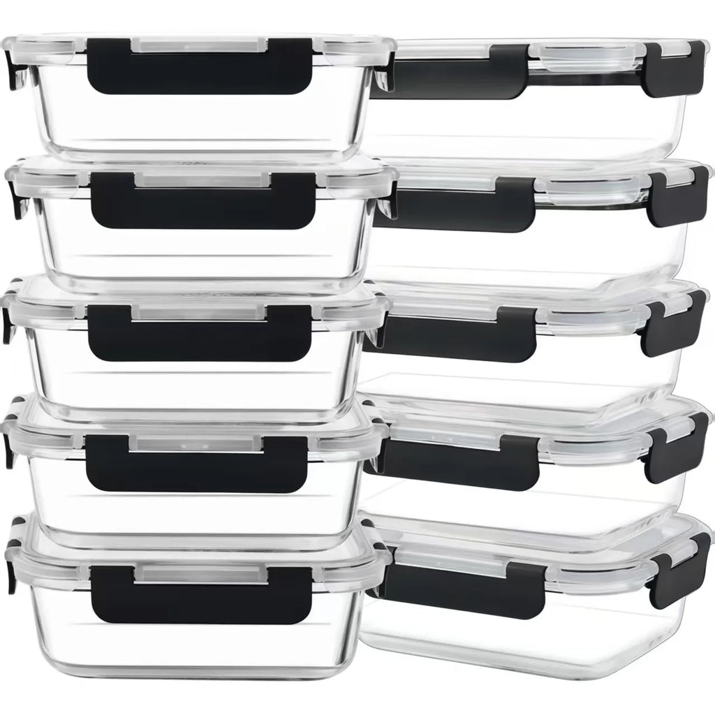 Rectangular Glass Lunch Box Microwave Safe Fresh Preservation Box for Office Workers with Lid Food Storage Containers Bento Box
