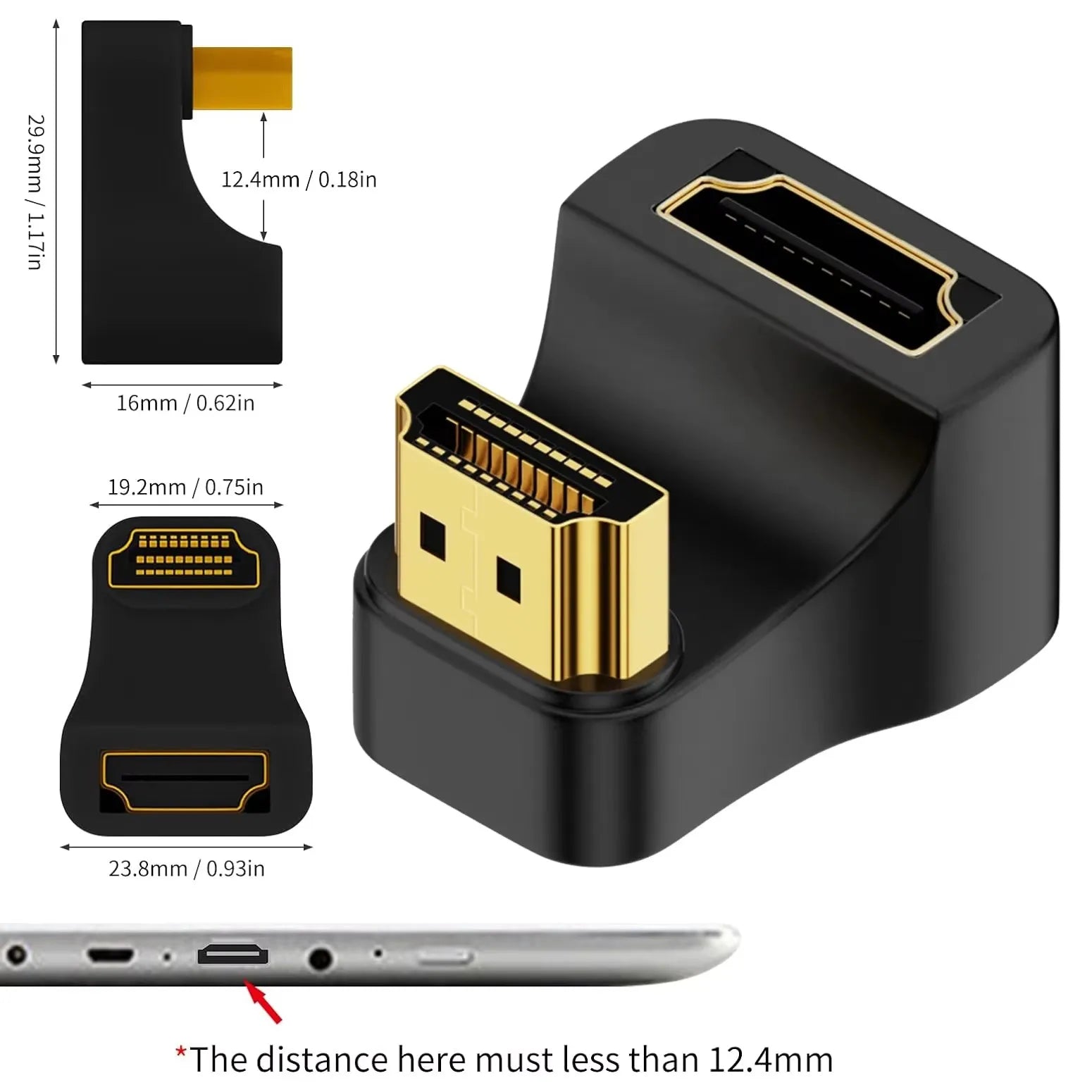 8K UHD U Shape HDMI-compatible2.1 Adapters 180 Degree Up/Down Angle Male to Female Extender Connector for Laptop PC HDTV
