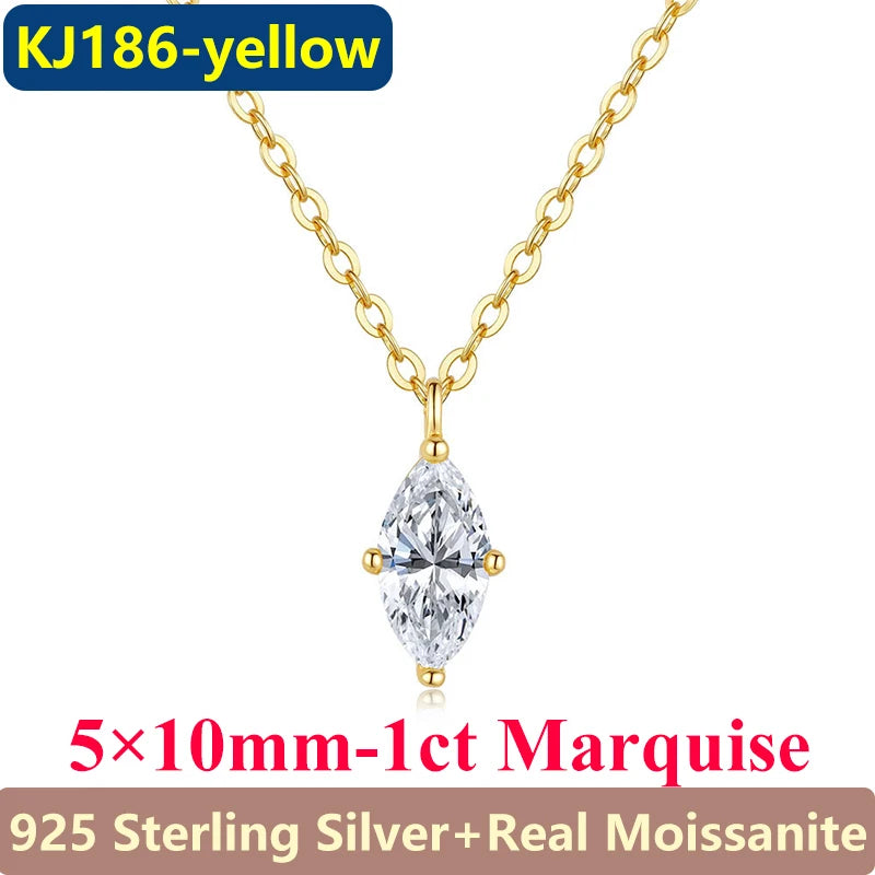 1CT / 2CT Emerald Heart Pear Princess Moissanite Diamond Pendants Necklaces For Women S925 Silver Fine Jewelry Women's Pendants