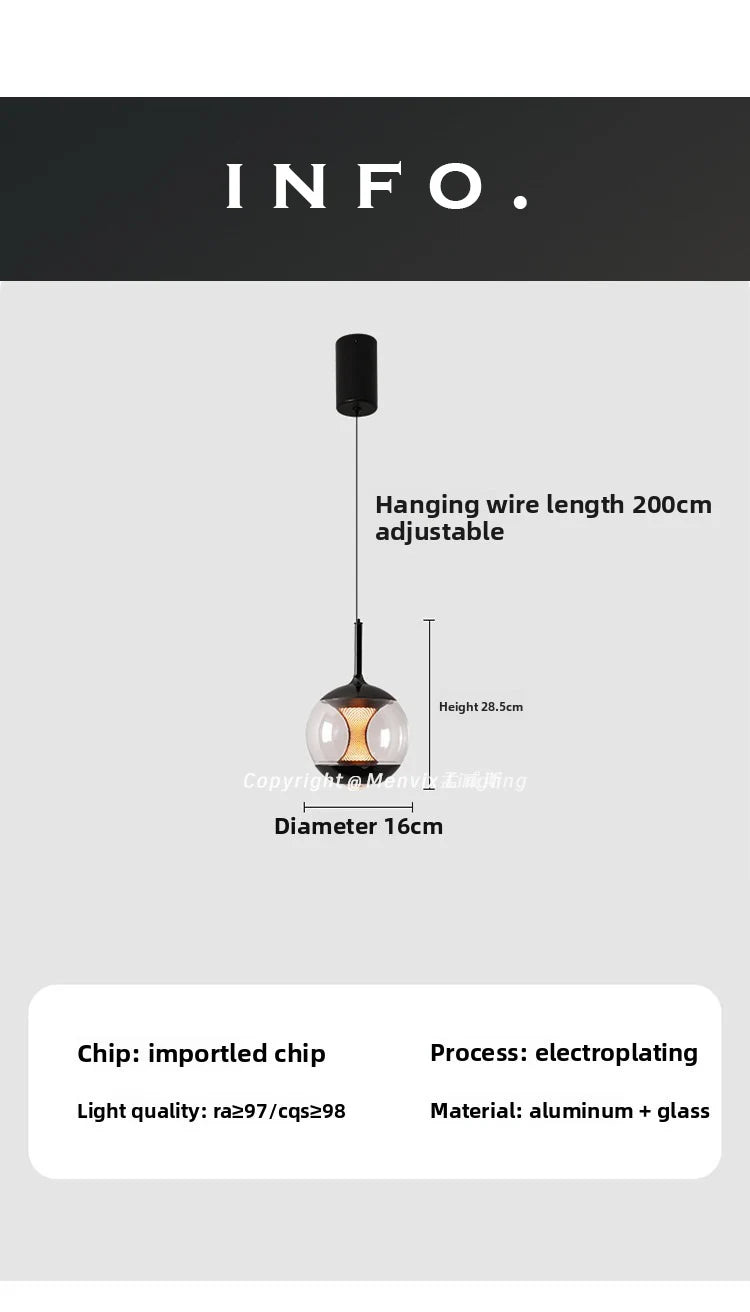Glass Pendant Light Modern Dining Room Table Afterglow Sunset Lamp Entryway Balcony Round Table Bedroom Bedside Sleep Chandelier