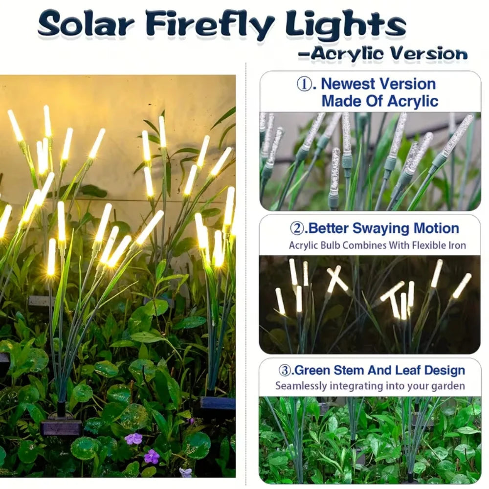 1/2/4PCS Solar Bubble Reed Garden Lights Outdoor Waterproof LED Pathway Lights For Yard Patio Decor