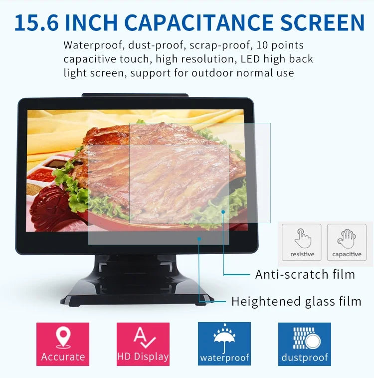 15 Inch POS Terminal for Restaurant Ordering Android Touch Screen POS All in One With Dual Display
