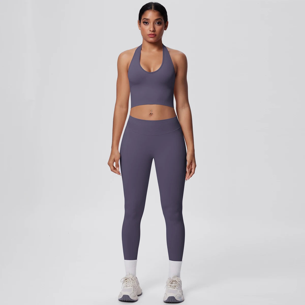 Rooftrellen 2PCS/set Women Gym Sports Yoga Set Breathable Shockproof Workout Top Backless Bra Push Up Fitness Pants Yoga Set