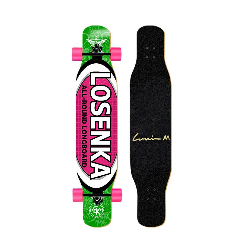 44-inch longboard skateboard for beginners, men, women, adults, professional double-kick dance board, youth maple wood four-whee