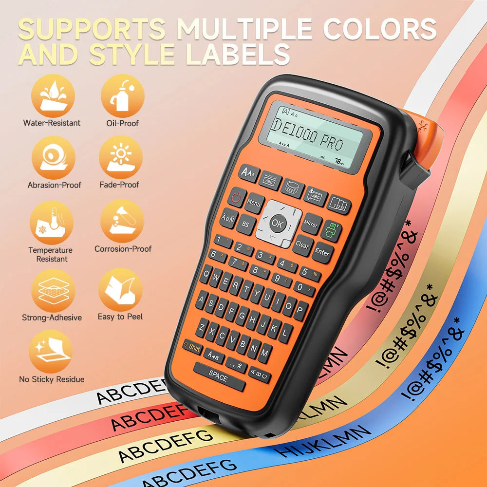 Industrial Labeling E1000 PRO Label Maker Printer Keyboard Symbol Compatible for Brother TZ231 Label Maker Tape Heat Shrink Tube