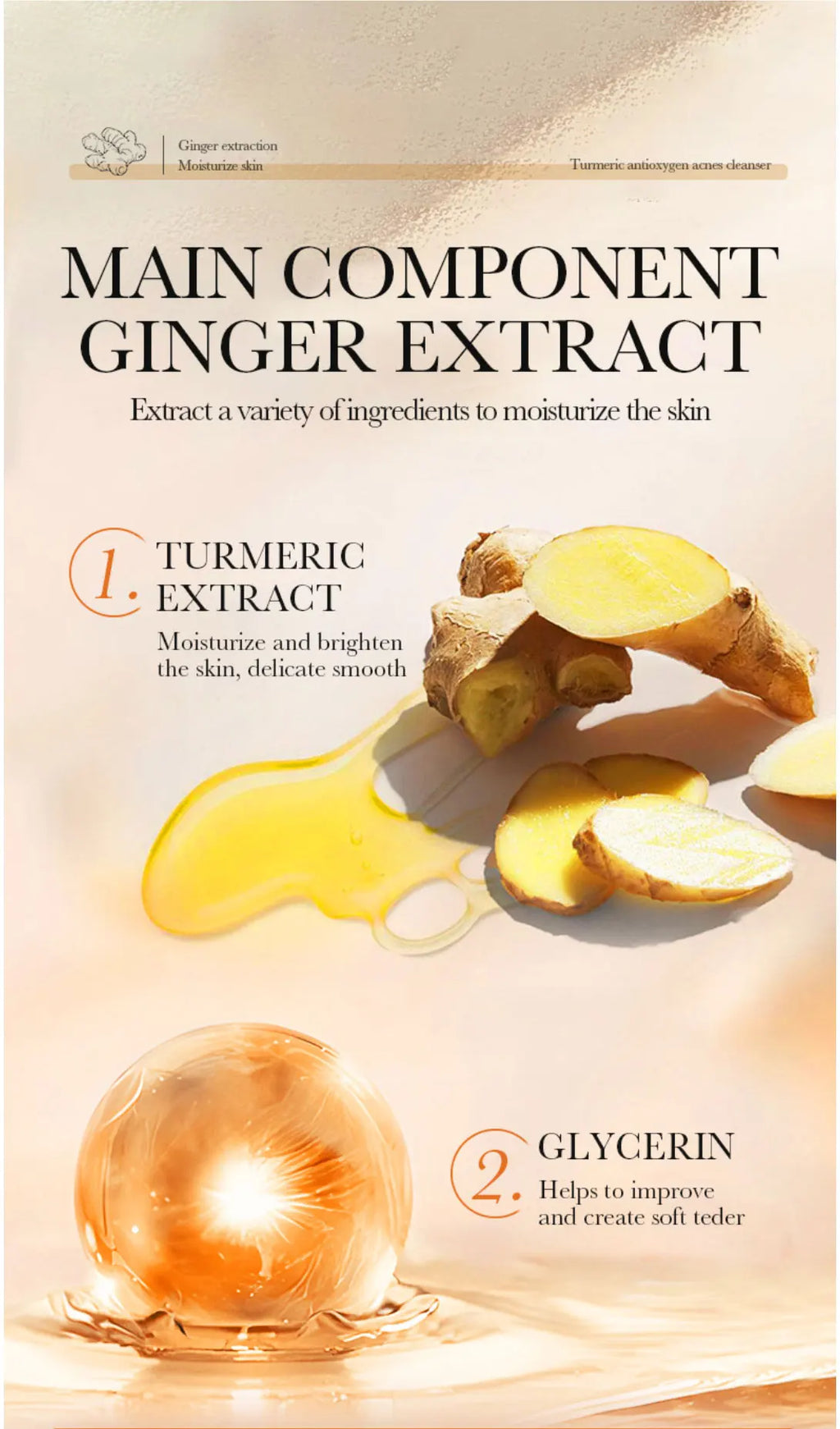 Turmeric Facial Cleanser: Antioxidant, Acne-Removing, Pore-Cleansing, Blackhead-Reducing, Oily Skin-Controlling, And Repairing.