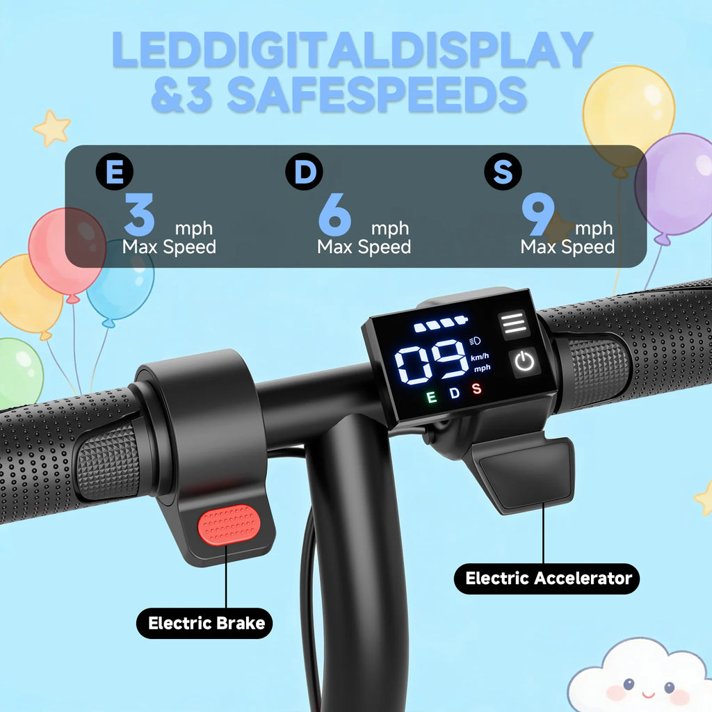 Electric Scooter for Kids - 3/6/9MPH Three Speed Modes & 10Mile Max Range, 250W Motor, 6.5" Solid Tires Commuter E-Scooter