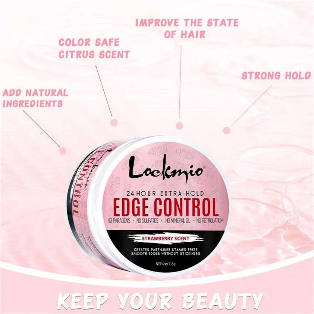 LOCKMIO Hair Flyaways Control Gel & Brush Women Hairline Styling Gel 113g Long-lasting Hair Care Edge Defining Wax Cream for Wig