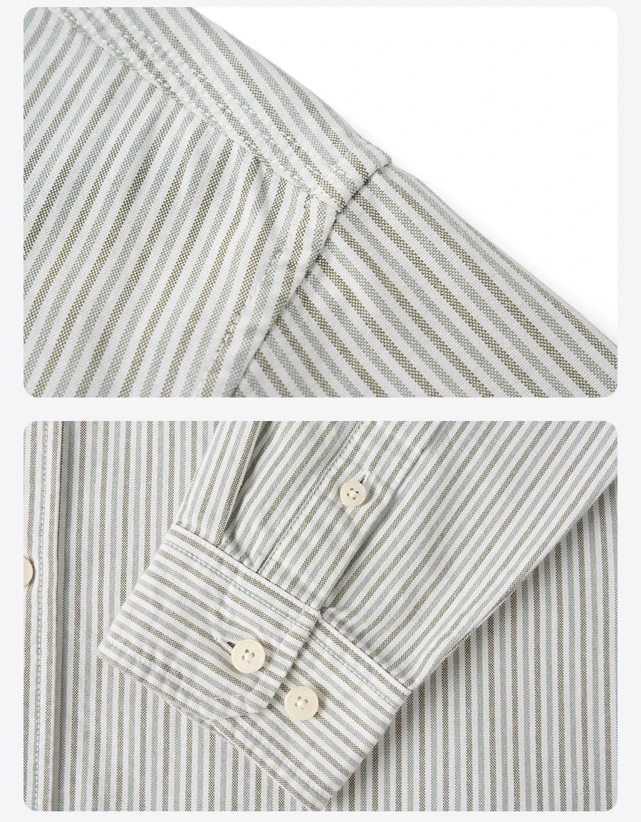 SIMWOOD 2026 Autumn New Oversize 200gsm 40S Cotton Oxford Fabric Shirts Men Classic Vertical Striped Smart Casual Shirts