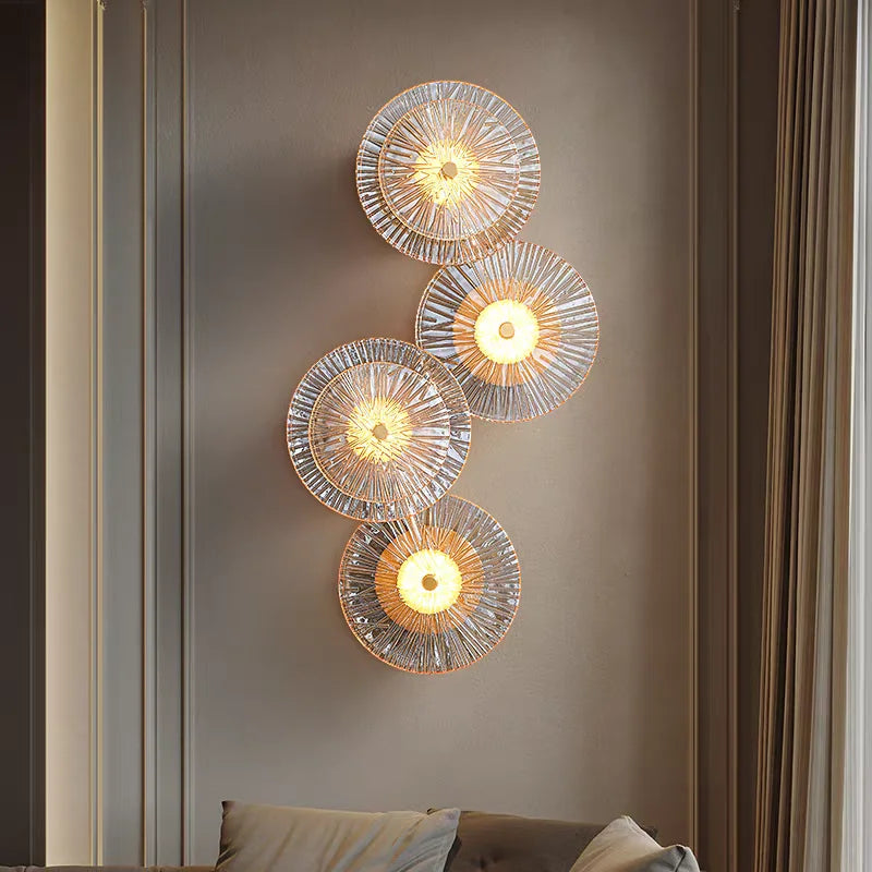 Modern Light Luxury Circular Art Glass Wall Lamp Minimalist Designer Creative Lighting for Bedroom Hallway Living Room Decor
