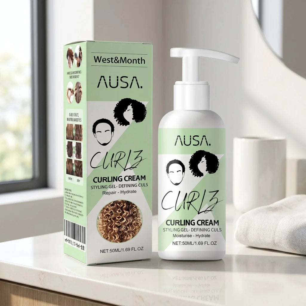 Curling Cream Curl Defining Styling Lotion Moisturizes Repairs Dry Hair Tames Frizzy Waves Daily Portable Curly Hair Styling 50m