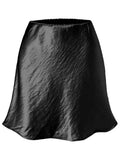 Summer Short Skirts For Women Office Wear Black A Line Luxury Mini Satin Skirt Ladies High Waist Simple Women's Skirts Silk