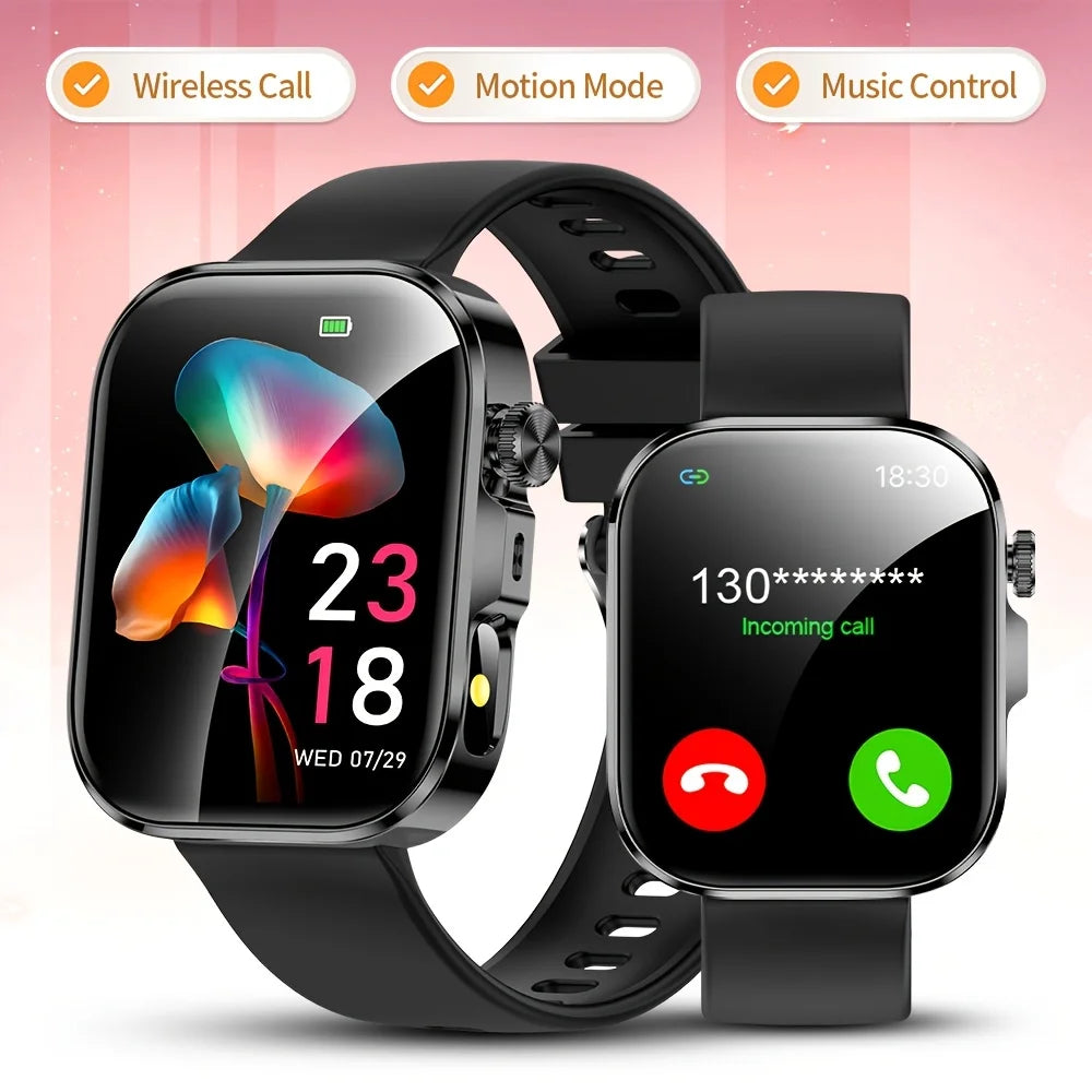 New Sports Men'S Smart Watch, Smartwatch (Make/Receive Calls), APP Message Sync Alerts, Remote Camera Control, Sedentary Reminder, Music Playback, Weather Display, Voice Assistant, Find My Phone, Durable Smart Watch for Iphon